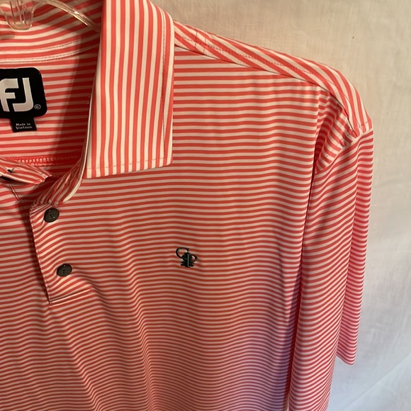 Footjoy Men’s Pink Striped Polo Sport Golf Shirt Size XL - Picture 4 of 12